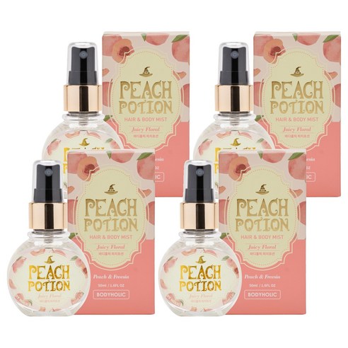 바디홀릭 바디미스트 피치포션 피치 앤 프리지아향, 50ml, 4개