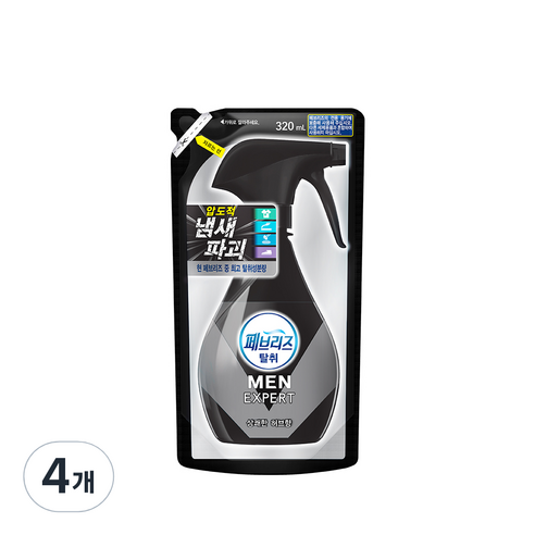 페브리즈 포맨 데오드란트 파워 섬유 탈취제 상쾌한 허브향 리필, 320ml, 4개