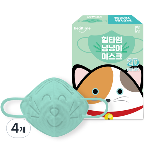 힐타임 냥냥이 마스크 소형, 25개입, 4개, 민트