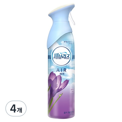 페브리즈 에어 봄의소생 스프레이형 실내 탈취제, 275g, 4개
