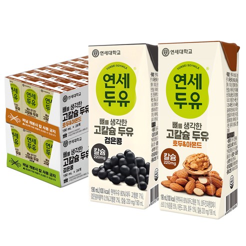 연세두유 뼈를 생각한 고칼슘 검은콩 190ml 24p + 호두 앤 아몬드 190ml 24p, 1세트