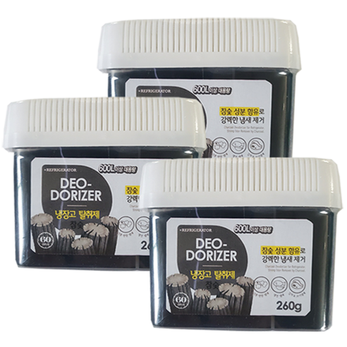 허브스토리 대용량 냉장고 탈취제 숯젤, 260g, 3개