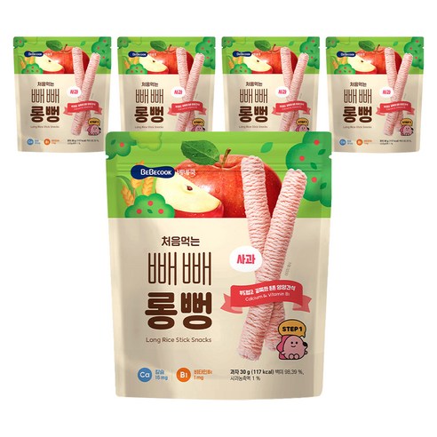 베베쿡 처음먹는 빼빼롱뻥, 30g, 5개, 사과