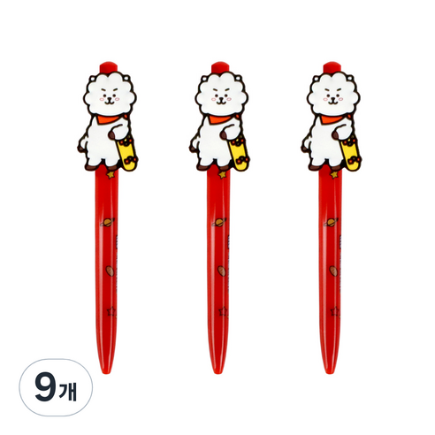 라인프렌즈 BT21 피규어젤펜 0.5mm, 알제이, 9개