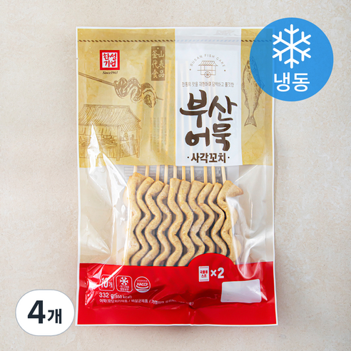 한성기업 부산어묵 사각꼬치 (냉동), 332g, 4개