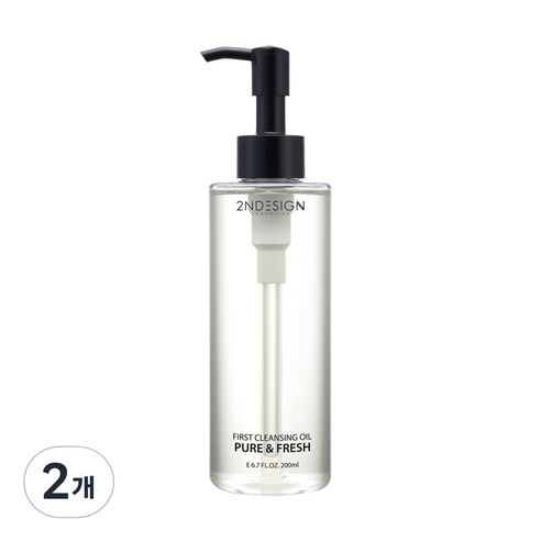세컨디자인 퍼스트 클렌징 오일 퓨어 앤 프레쉬 블랙, 200ml, 2개