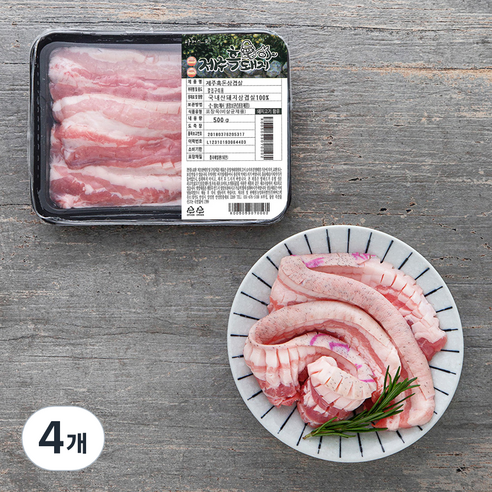 파머스팩 제주 흑돼지 미박칼집삼겹살 구이용 (냉장), 500g, 4개