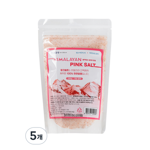 소금성 히말랴야 핑크소금 가는입자, 500g, 5개