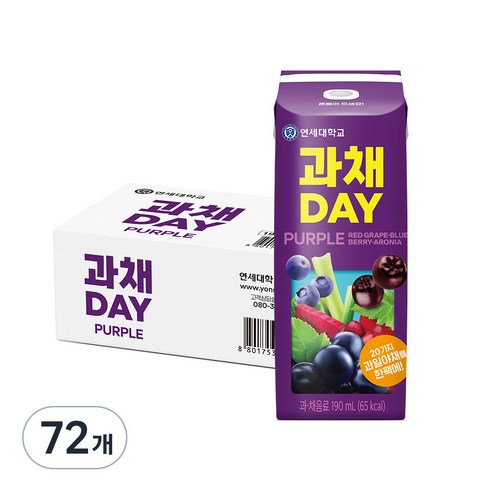 연세유업 과채데이 음료 퍼플, 190ml, 72개