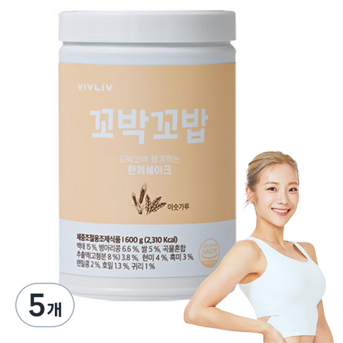 비브리브 꼬박꼬밥 한끼 쉐이크 미숫가루맛, 600g, 5개