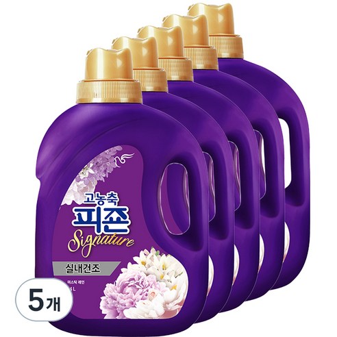 피죤 고농축 시그니처 섬유유연제 미스틱레인 본품, 4000ml, 5개
