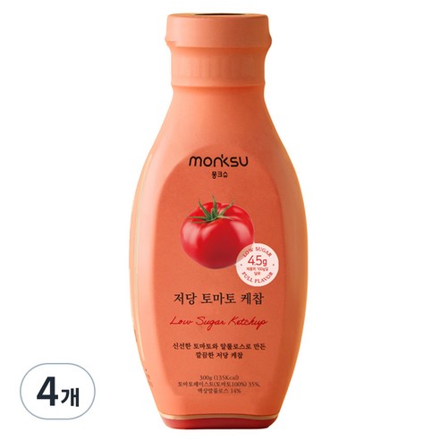 몽크슈 저당 토마토 케찹, 300g, 4개