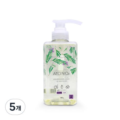 아토엔오투 3배 고농축 젖병세정 주방세제 로즈마리향, 480g, 5개