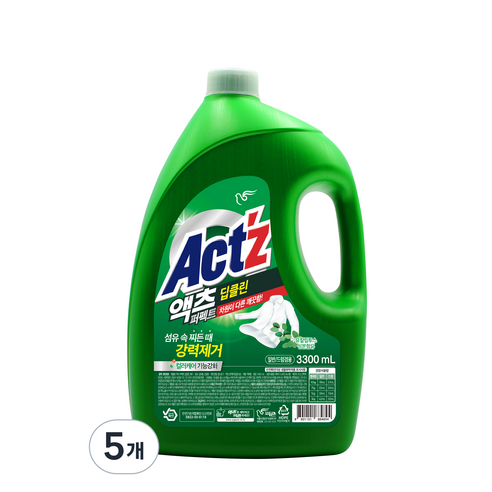액츠 퍼펙트 딥클린 액상세제 본품, 3.3L, 5개