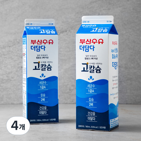 부산우유 고칼슘 우유, 900ml, 4개
