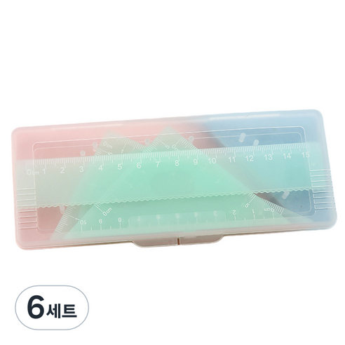 세븐집 파스텔 삼각자 각도기 4종 세트, 그린, 6세트
