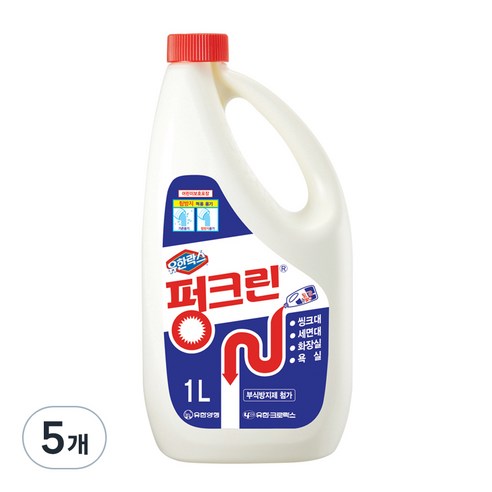 유한락스 펑크린 배수구세정제, 1L, 5개