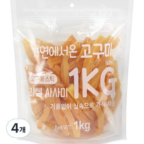 리첼 강아지 자연에서 온 건조간식, 고구마맛, 1kg, 4개