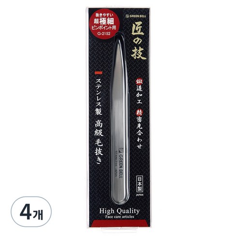 GREENBELL 타쿠미노 와자 인그로운헤어 핀셋 족집게 G-2152, 색상랜덤발송, 4개