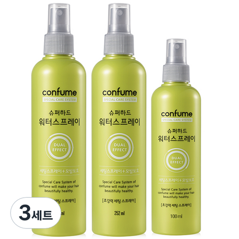 컨퓸 슈퍼하드 헤어 워터스프레이 252ml x 2p + 100ml x 1p 세트, 3세트