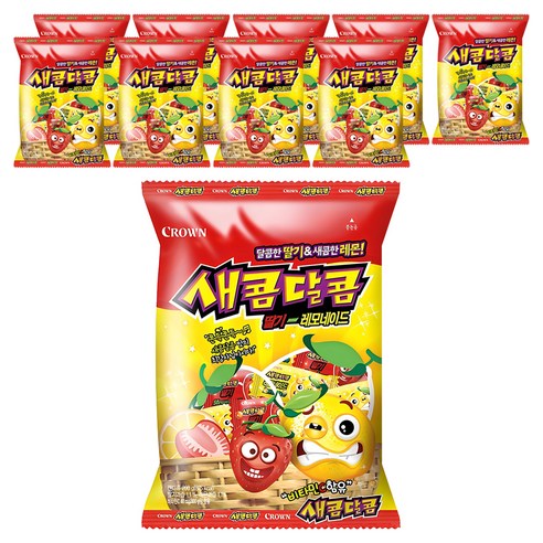크라운 새콤달콤 딸기 레모네이드 캔디, 200g, 10개