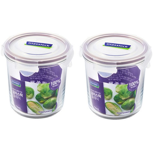 글라스락 퍼플에디션 원형 도어포켓 밀폐용기 720ml, 2개, 단품