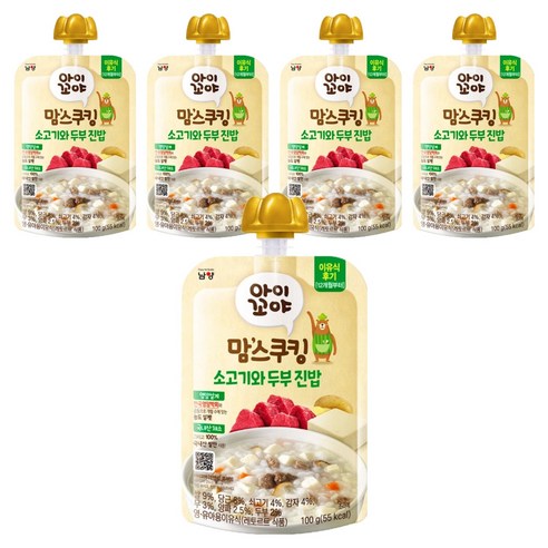 아이꼬야 유아용 맘스쿠킹 레토르트 이유식, 소고기 + 두부 혼합맛, 100g, 5개