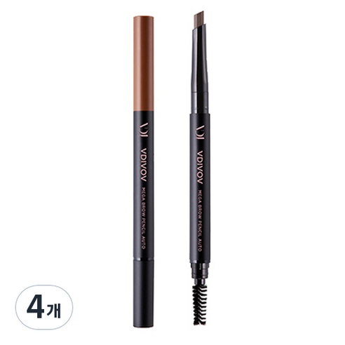 비디보브 메가 브로우 펜슬 오토 0.35g, 2호 미디움 브라운, 4개