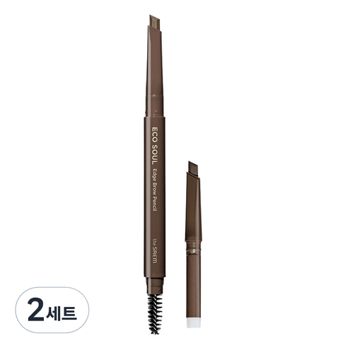 더샘 에코 소울 엣지 브로우 펜슬 + 리필 세트, 02 딥 브라운, 2세트