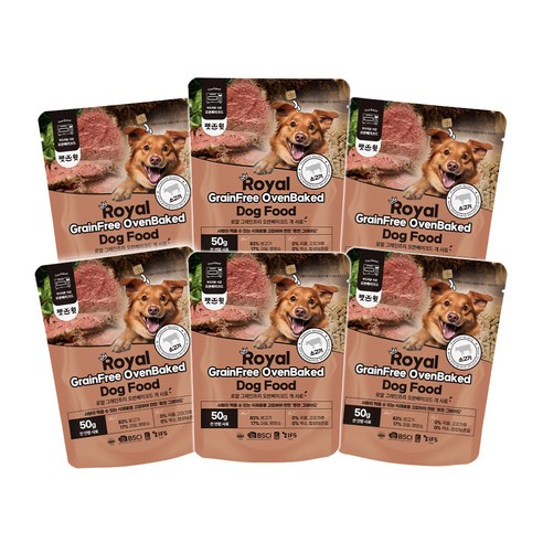펫스윗 전연령 강아지 로얄 그레인프리 오븐베이크드 건식사료, 소, 50g, 6개