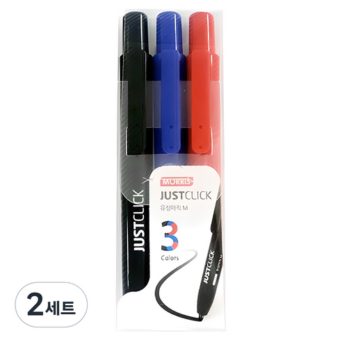 저스트클릭 유성매직세트 M, Black + Blue + Red, 2세트