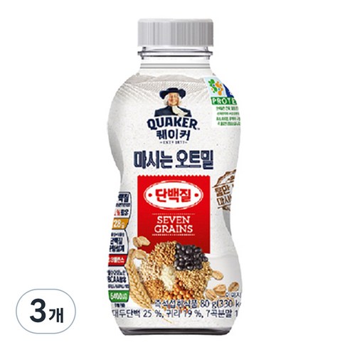 퀘이커 마시는 오트밀F 단백질2.0, 80g, 3개