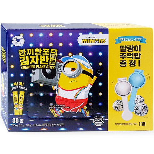 만전김 미니언즈 한끼한포 김자반 스틱형 30p + 딸랑이주먹밥, 300g, 1세트