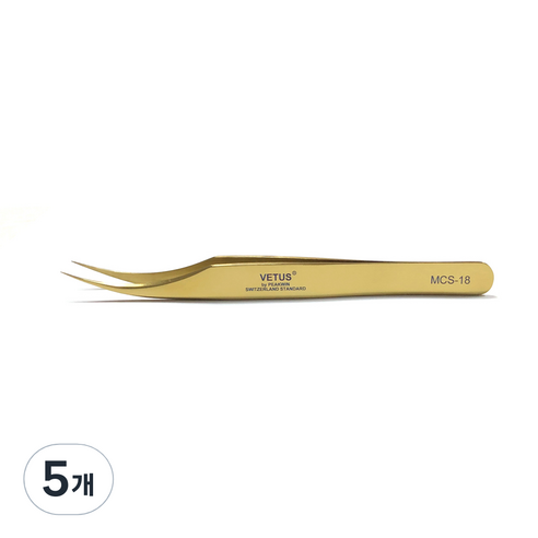 비투스 속눈썹 핀셋 MCS-18, 골드, 5개