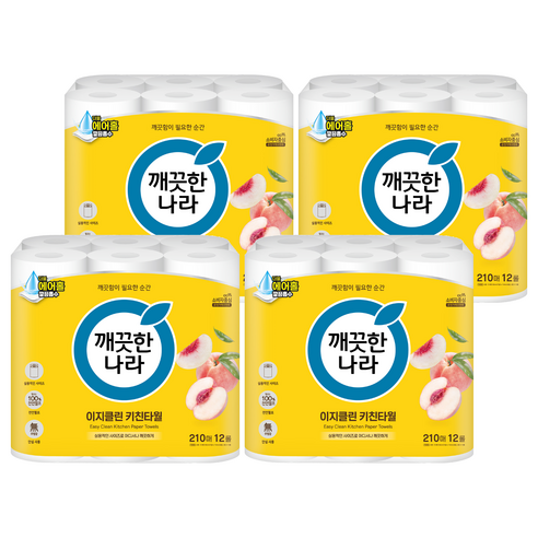 깨끗한나라 데일리 이지클린 천연펄프 키친타올, 210매, 48개