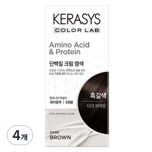 케라시스 단백질 크림 염모제 120g, 다크브라운, 4개