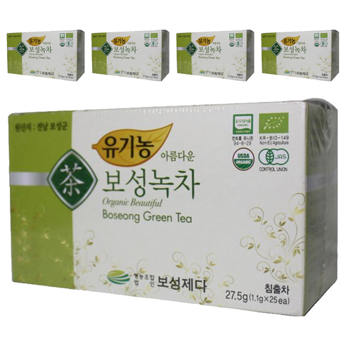 보성제다 유기농 아름다운 보성녹차, 1.1g, 25개입, 5개