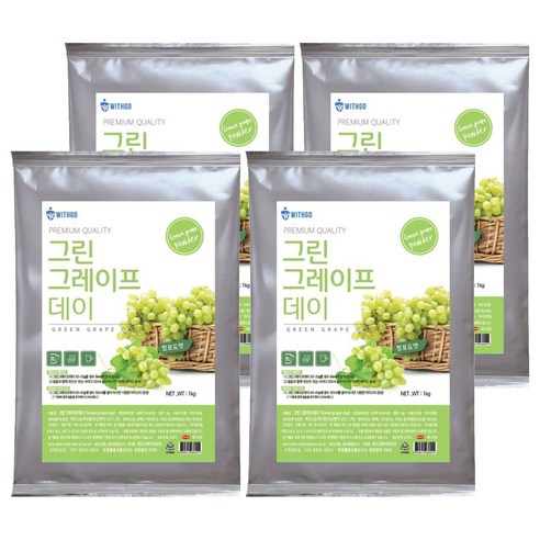 위드고 그린 그레이프 데이 청포도 에이드 파우더, 1kg, 1개입, 4개