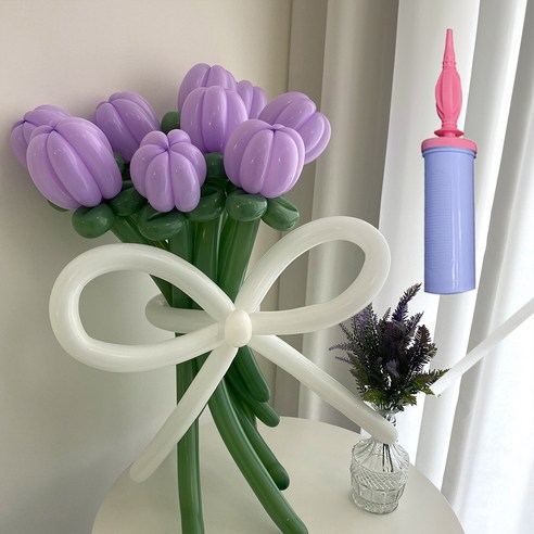 파티아일랜드 튤립 꽃다발 DIY + 손펌프 세트, 퍼플, 1세트