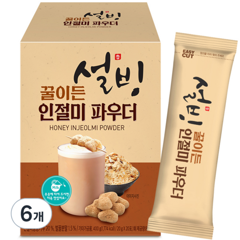 설빙 꿀이든 인절미 파우더 라떼분말, 20g, 20개입, 6개