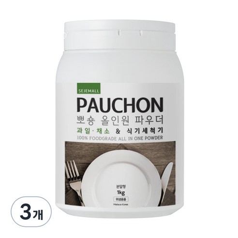 뽀숑 올인원 파우더 식기세척기 세제, 1kg, 3개