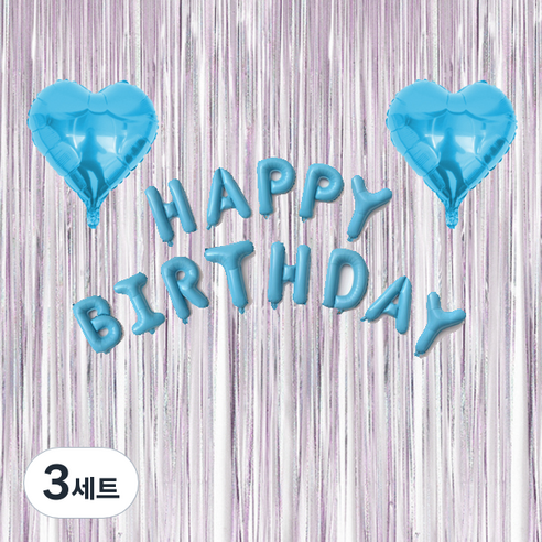 마켓감성 생일 하트 펄 반짝 파티 커튼 세트, 타입 6, 3세트