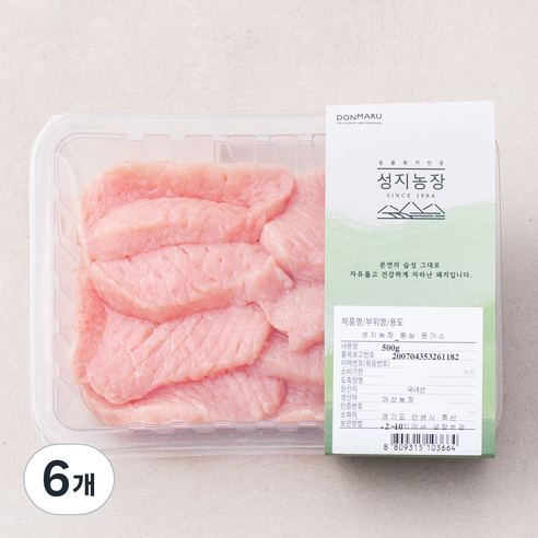 성지농장 동물복지 인증 등심 돈가스용 (냉장), 500g, 6개