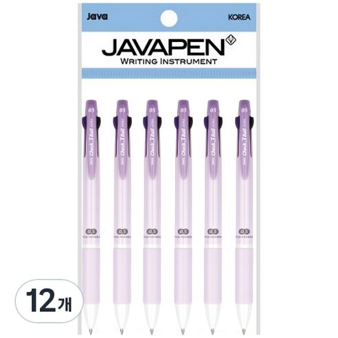 자바펜 체크 3볼 멀티펜 0.5mm, 바이올렛, 12개