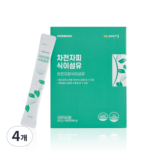 에버비키니 2중기능성 차전자피 식이섬유 쾌변 보조제 60p, 60포, 396g, 4개