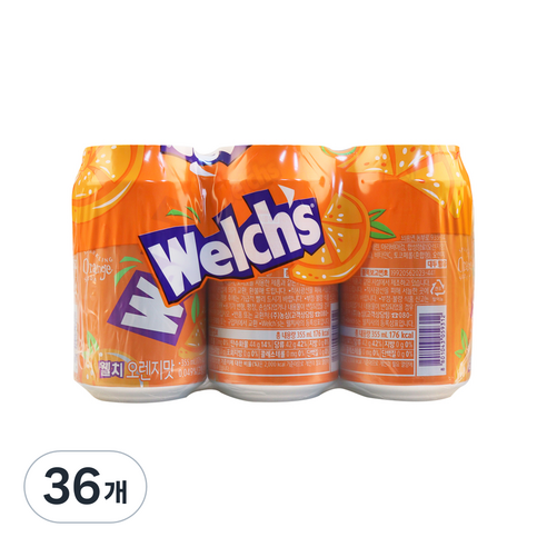 웰치 소다 오렌지맛, 36개, 355ml