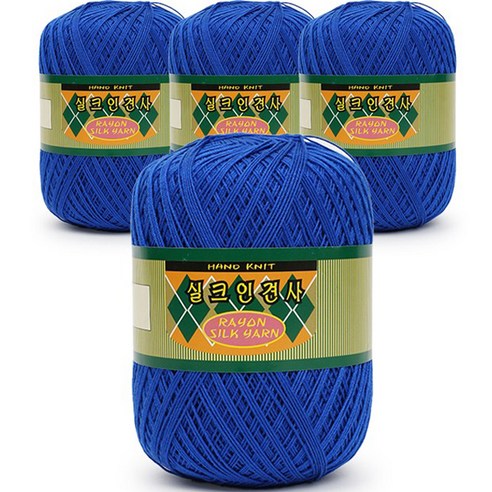 필립섬유 쎄비 실크 인견사 뜨개실 90g x 4p, 814 코발트블루, 4개