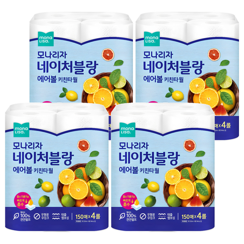 모나리자 네이처블랑 에어볼 천연펄프 롤키친타올, 4개입, 4개