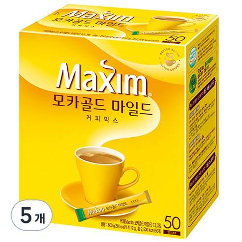 맥심 모카골드 마일드 커피 믹스, 12g, 50개입, 5박스