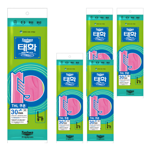 태화 꽃밴 고무장갑세트 L, 핑크, 대(L), 5개